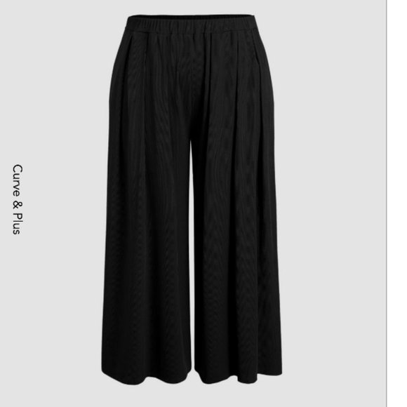 Cider Pants & Jumpsuits Cider Solid Wide Leg Pants With Elastic